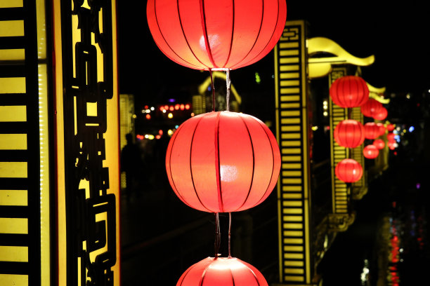 晚上会安与灯饰-越南亚洲图片下载