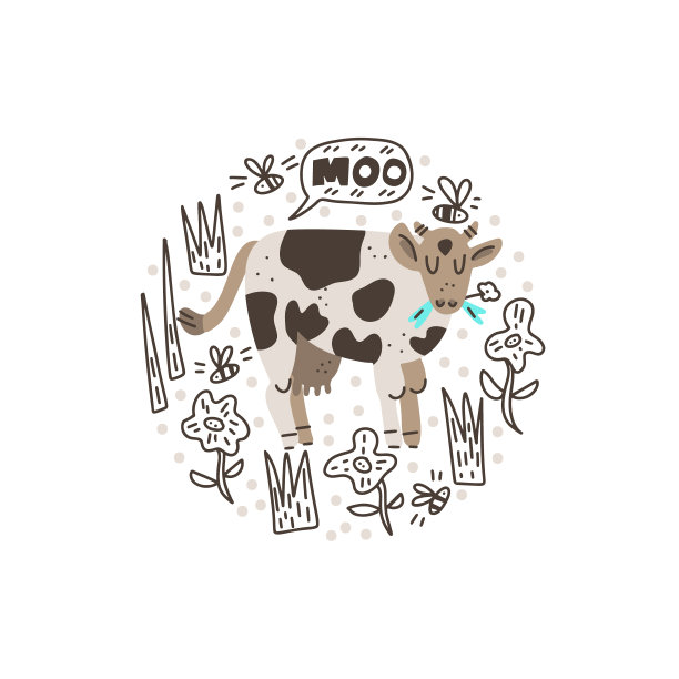 奶牛和牛奶向量集图片下载