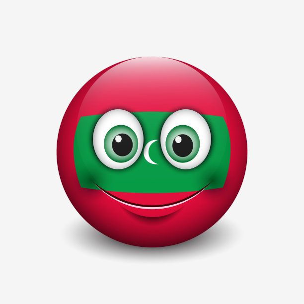 可爱的表情孤立在白色背景与马尔代夫国旗动机-微笑-矢量插图图片下载