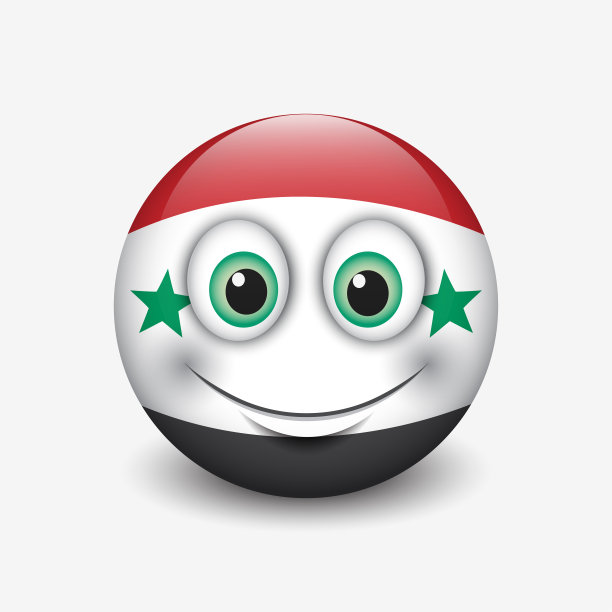 可爱的表情孤立在白色背景与叙利亚国旗动机-微笑-矢量插图图片下载