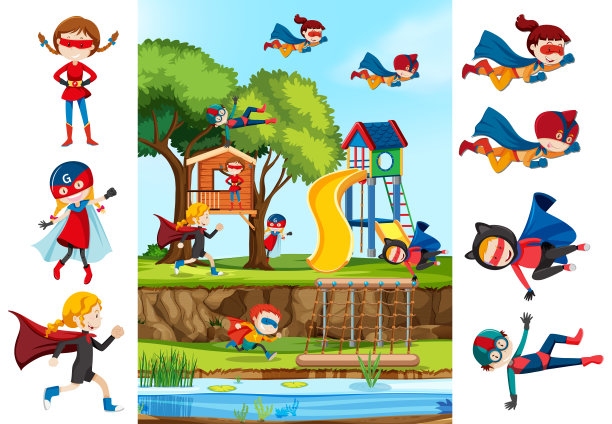 女超人与游乐场背景合集图片下载