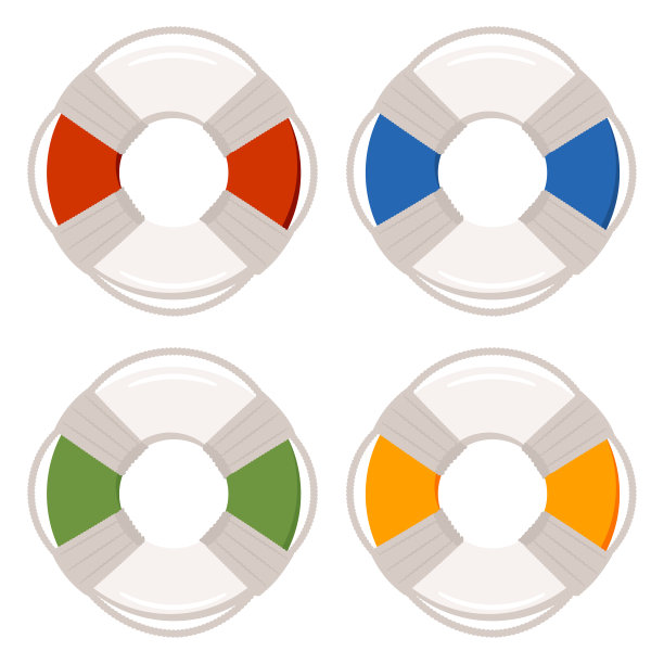 救生圈适用于游泳池、海洋、江河、湖泊。矢量俯视图图标设置孤立的白色背景。图片下载