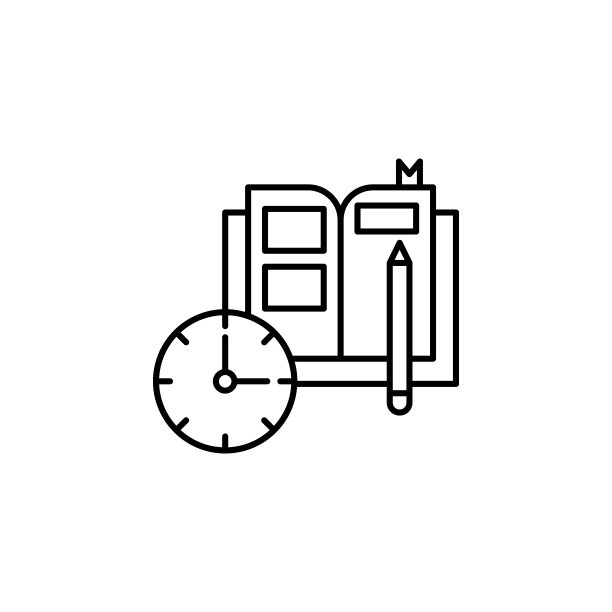 时间管理，书籍，文件，文档，笔记，记录图标。时间管理元素图标。细线图标用于网站设计和开发，应用程序开发。溢价图标图片下载