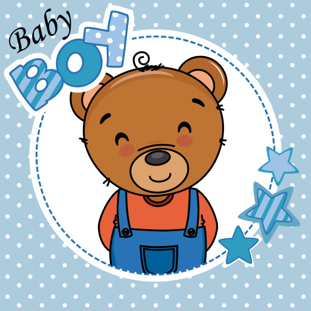 男婴淋浴卡。可爱的熊图片下载