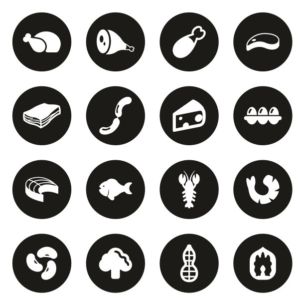 蛋白质食品图标白上黑圈图片下载