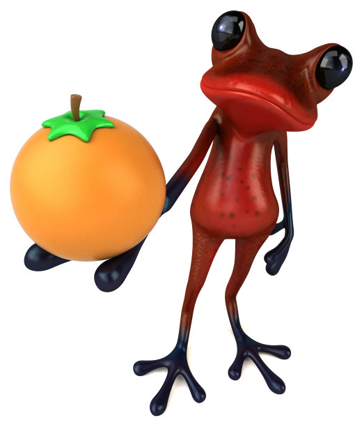 有趣的红色青蛙- 3D插图图片下载