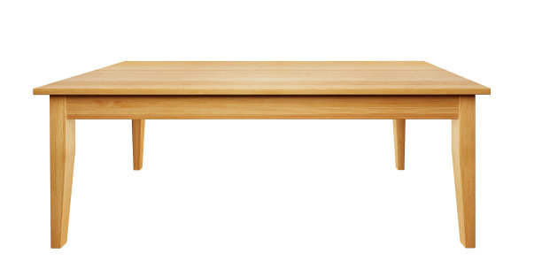 木制桌子孤立在白色背景上，包括剪切路径，3D渲染图片下载