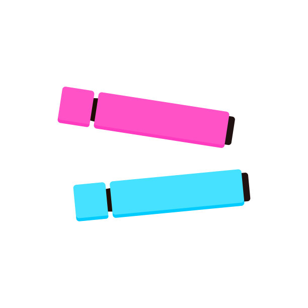 一套办公室钢笔图标在现代扁平风格。标记的俯视图。矢量图图片下载