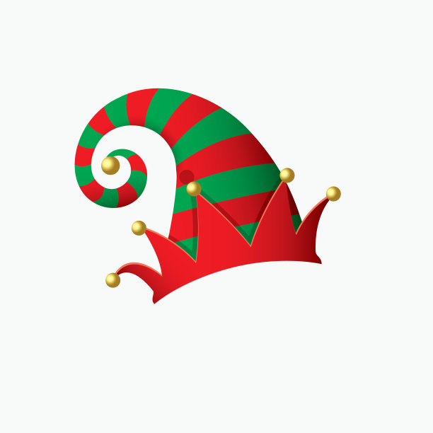 小精灵帽子，圣诞老人助手-孤立矢量插图图片下载