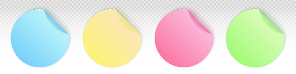 创意矢量插图的圆形不干胶贴纸与弯曲的角落，折叠的边缘孤立在透明的背景。美术设计纸圈备忘录模板。抽象概念价格标签元素图片下载