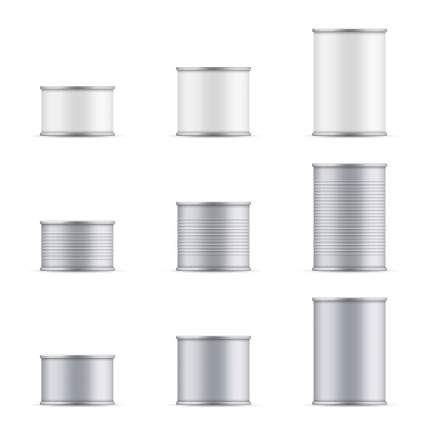 创造性的矢量插图金属锡罐金枪鱼顶部和前视图孤立在透明背景。艺术设计食品铝，钢包装模板模拟。抽象概念图形元素图片下载