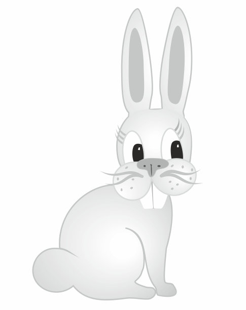 矢量插图在黑色和白色与可爱的兔子，兔子或野兔。图片下载