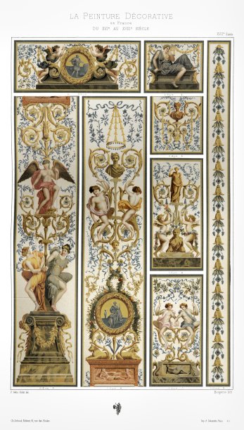 画在枫丹白露城堡，来自法国装饰油漆1897图片下载