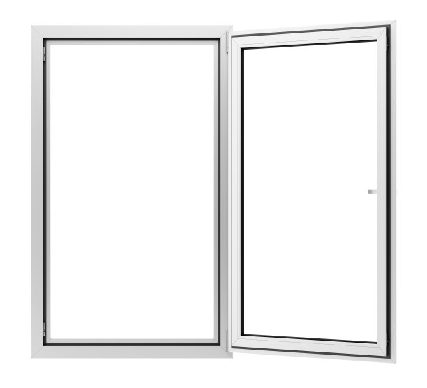 打开金属窗隔离在白色背景图片下载