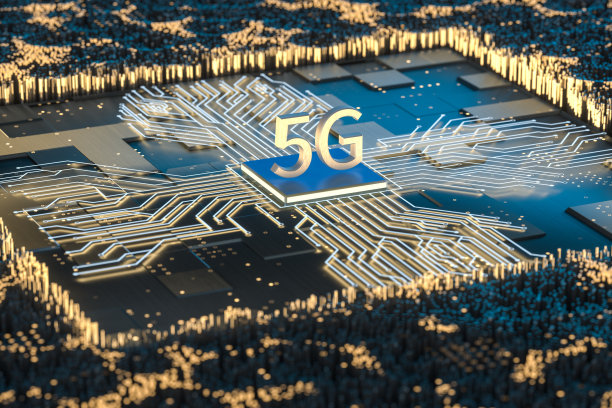 3D渲染：5G字体与电路背景素材图片