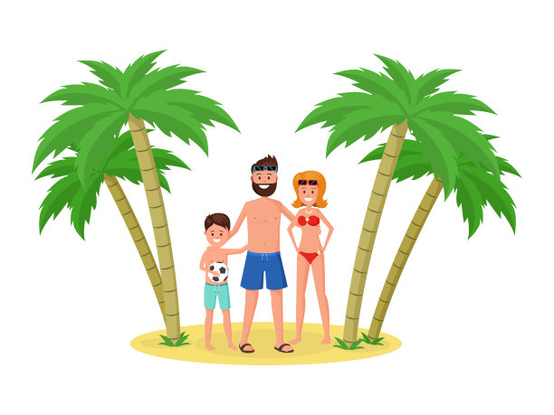 热带休假平面插图图片下载