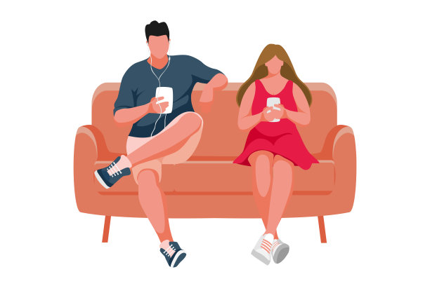 男人和女孩坐在沙发上。图片下载