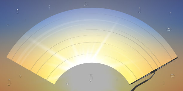 创意矢量插图的现实汽车挡风玻璃擦玻璃，雨刮器清洁挡风玻璃隔离在透明的背景。美术设计窗口笔刷模板。抽象概念图形元素图片下载