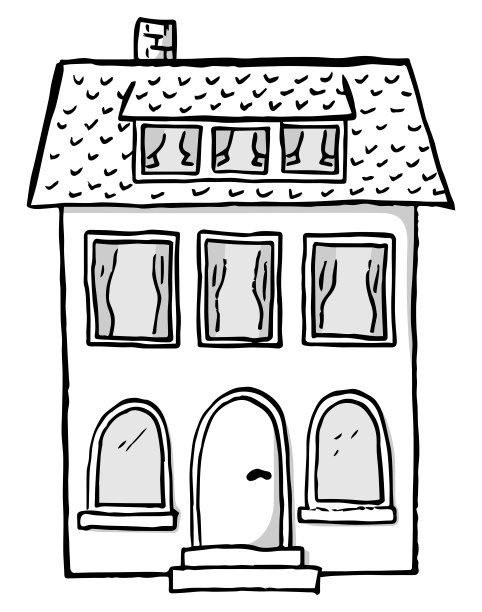 黑白涂鸦的房子图片下载