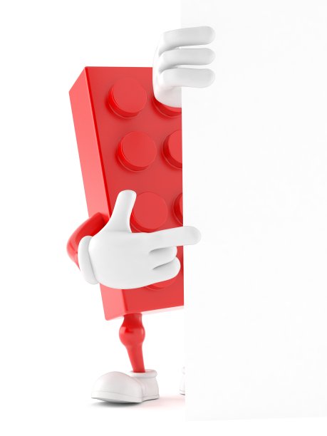 白色墙后面的玩具积木人物图片下载