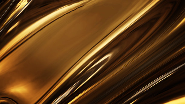 抽象的金色液体光滑的背景与波浪豪华。三维演示图片下载