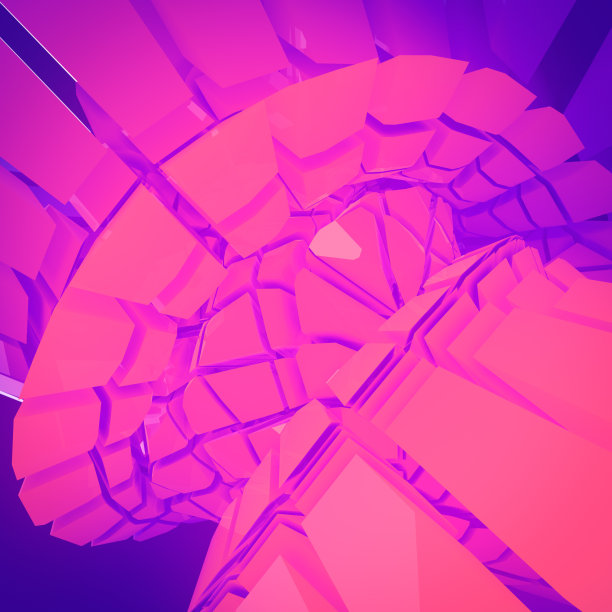 未来几何形状的图案被粉红色的雾包围。计算机生成的几何插图。三维渲染图片下载
