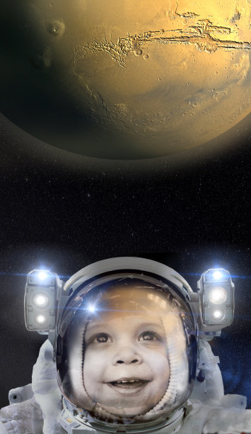 儿童宇航员和火星图片下载