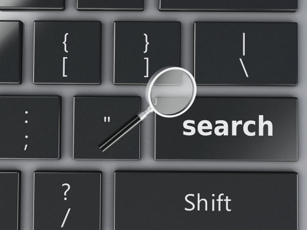 3d放大镜和电脑键盘。图片下载