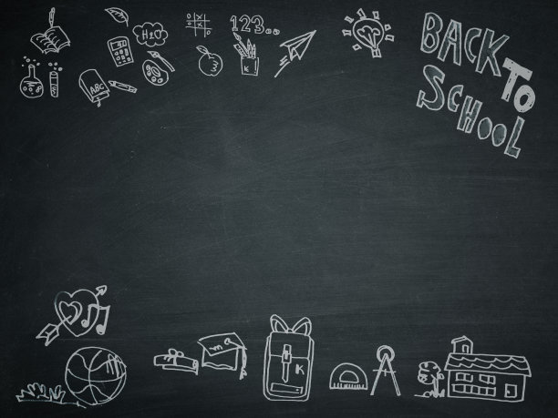 回到学校，在黑板上写字。图片下载