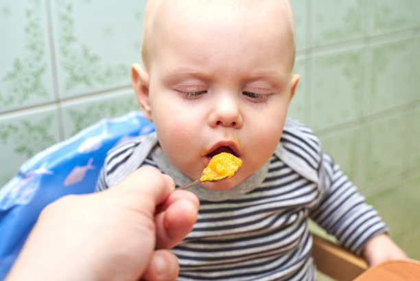 父母用勺子喂宝宝南瓜图片下载