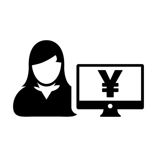 女性用户头像与日元符号和电脑屏幕矢量图标图片下载