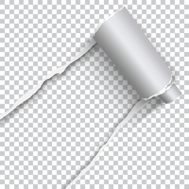矢量撕裂孔的左下角透明纸卷和白色背景的结果窗口。图片下载