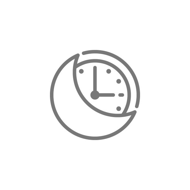 矢量夜时间，月亮与时钟线图标。图片下载