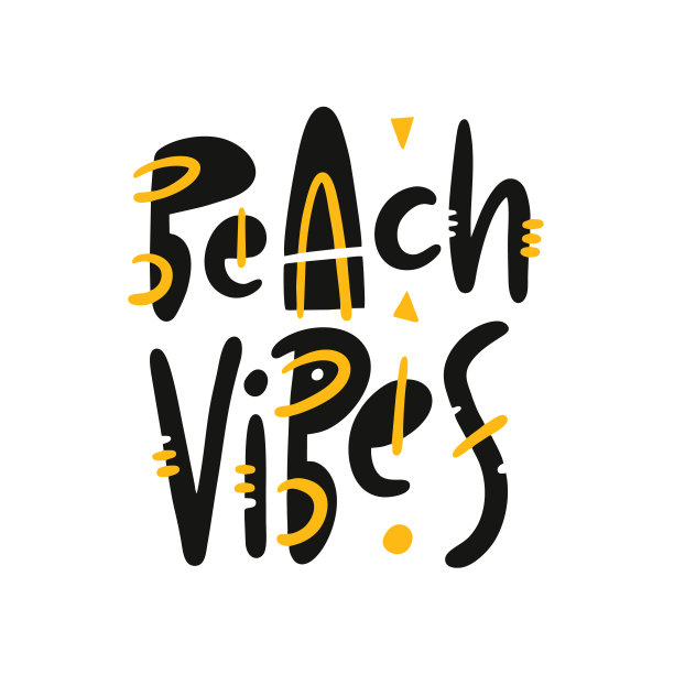 海滩Vibes手绘矢量字母短语。现代字体设计。孤立在白色背景上。图片下载