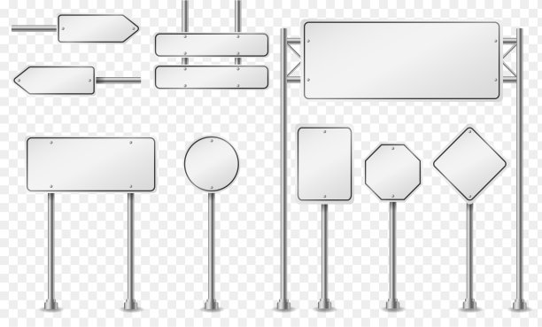 一组白色(浅灰色)路标图片下载
