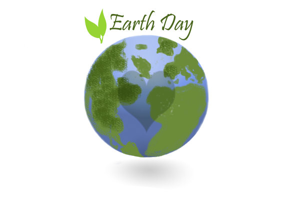 地球日-绿色的叶子在白色的地球图片下载