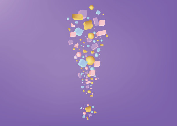 感叹号三维图形逼真矢量图片下载