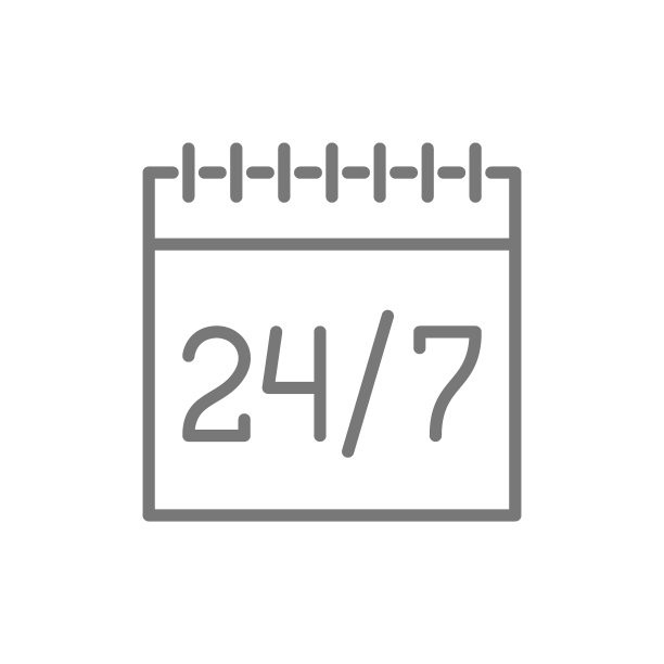 矢量日历与24小时服务时间安排线性图标图片下载