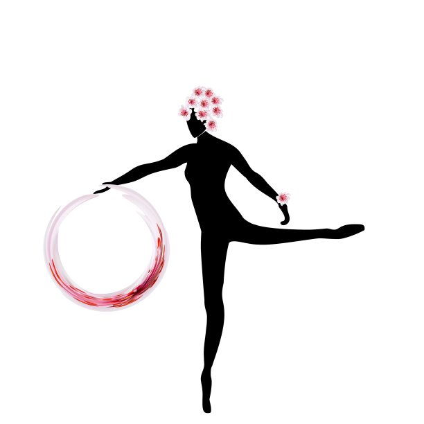 粉红色的樱花樱花在年轻女孩的衣服和头发。日本图片下载