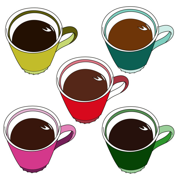 可供选择的杯子与咖啡和茶图片下载