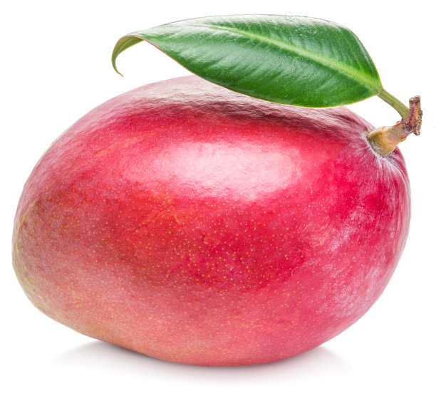 带叶子的芒果。图片下载