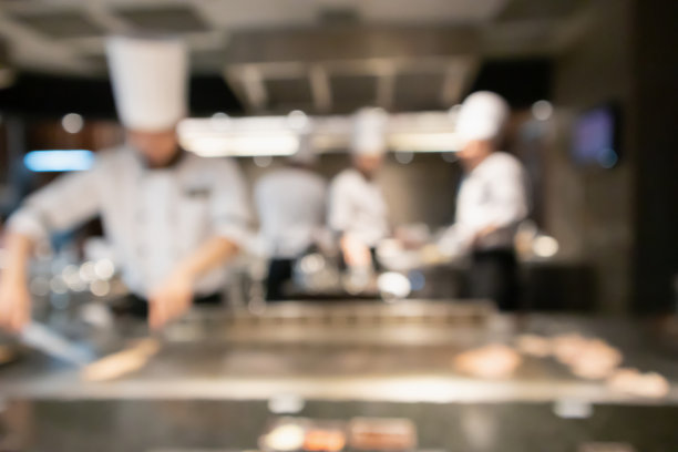 厨师烹饪餐厅厨房模糊散焦背景图片下载