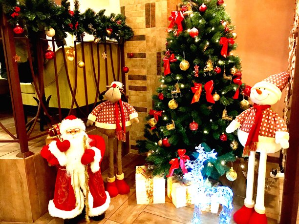 在圣诞树旁图片下载