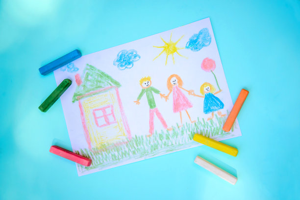 孩子画的家庭和房子图片下载