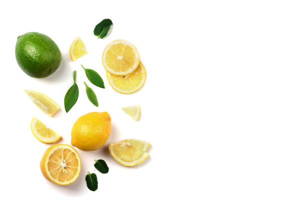 白色背景上有柠檬和酸橙图片下载