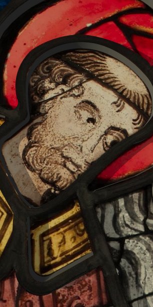 3D表现的殉道者圣罗兰染色玻璃中世纪图片下载