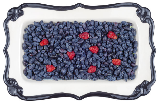 金银花草莓瓷盘隔离图片下载