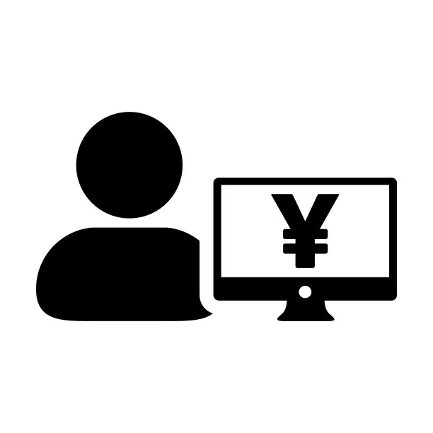 销售图标矢量：男性用户头像，日元符号和电脑显示器，用于银行和金融业务的扁平彩色字形图示图片下载