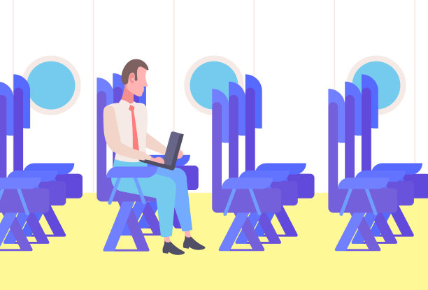 飞机上的商人乘客坐在舒适的座位上使用笔记本电脑男人企业家在出差时工作现代飞机板内部全长水平图片下载