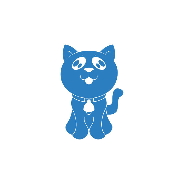 猫爱插图-图片完美的贴纸，情人节-字形风格矢量蓝色图片下载